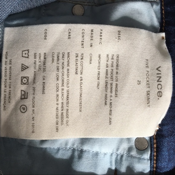 NWT Vince 5 pockets Skinny Jeans Medium Wash - Picture 10 of 11